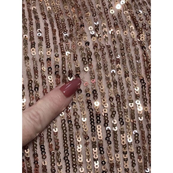 Loft Sequin Double V Tank Top Camisole Womens LP Mean Girls Pink Blush Swiftie - Picture 7 of 7